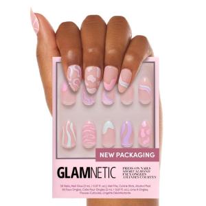 imageGlamnetic Press On Nails  Lilac Gray  Opaque Pale Light Lilac Gray Short Squoval False Nails Reusable Stick On Fake Nails with Glue  Salon Quality  15 Sizes  30 Nail KitWild Card