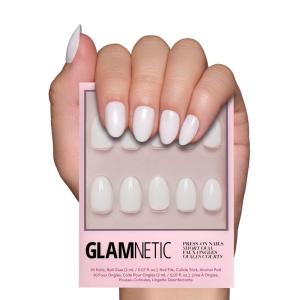 imageGlamnetic Press On Nails  Lilac Gray  Opaque Pale Light Lilac Gray Short Squoval False Nails Reusable Stick On Fake Nails with Glue  Salon Quality  15 Sizes  30 Nail KitWhite Swan