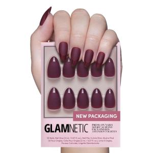 imageGlamnetic Press On Nails  Lilac Gray  Opaque Pale Light Lilac Gray Short Squoval False Nails Reusable Stick On Fake Nails with Glue  Salon Quality  15 Sizes  30 Nail KitMerlot