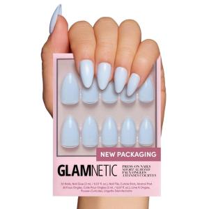 imageGlamnetic Press On Nails  Lilac Gray  Opaque Pale Light Lilac Gray Short Squoval False Nails Reusable Stick On Fake Nails with Glue  Salon Quality  15 Sizes  30 Nail KitBlueberry Milk