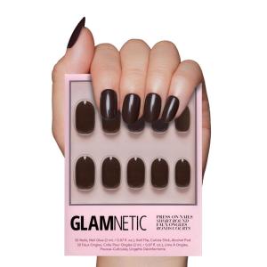 imageGlamnetic Press On Nails  Lime Green  Opaque Bright Neon Green Short Oval Fake Nails Reusable  15 Sizes  30 Nail KitBark Brown