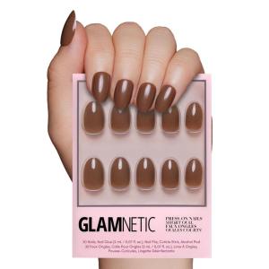 imageGlamnetic Press On Nails  Lime Green  Opaque Bright Neon Green Short Oval Fake Nails Reusable  15 Sizes  30 Nail KitChocolate Brown