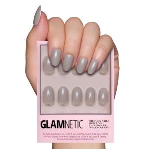 imageGlamnetic Press On Nails  Lime Green  Opaque Bright Neon Green Short Oval Fake Nails Reusable  15 Sizes  30 Nail KitPure Gray