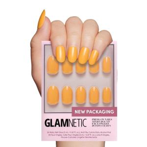 imageGlamnetic Press On Nails  Lime Green  Opaque Bright Neon Green Short Oval Fake Nails Reusable  15 Sizes  30 Nail KitSunset Orange