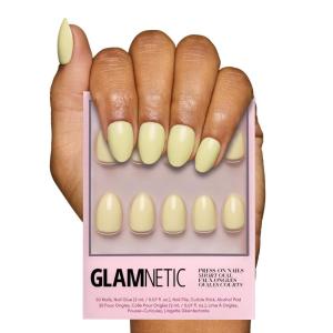 imageGlamnetic Press On Nails  Periwinkle  Short Almond Purple Glossy Lavender Fake Nails Reusable Spring Nails  15 Sizes  30 Nail Kit with Glue4Pastel Yellow