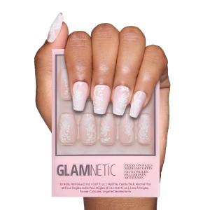 imageGlamnetic Press On Nails  Periwinkle  Short Almond Purple Glossy Lavender Fake Nails Reusable Spring Nails  15 Sizes  30 Nail Kit with GlueLace Blush