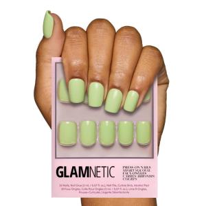imageGlamnetic Press On Nails  Periwinkle  Short Almond Purple Glossy Lavender Fake Nails Reusable Spring Nails  15 Sizes  30 Nail Kit with GlueLight Sage