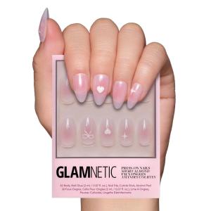 imageGlamnetic Press On Nails  Periwinkle  Short Almond Purple Glossy Lavender Fake Nails Reusable Spring Nails  15 Sizes  30 Nail Kit with GlueLovers Knot