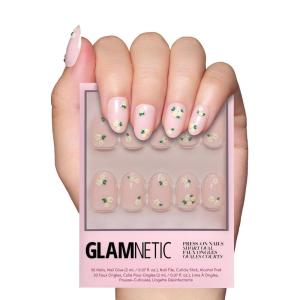 imageGlamnetic Press On Nails  Periwinkle  Short Almond Purple Glossy Lavender Fake Nails Reusable Spring Nails  15 Sizes  30 Nail Kit with GluePetals
