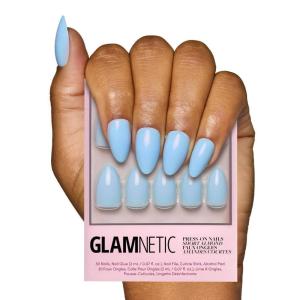 imageGlamnetic Press On Nails  Periwinkle  Short Almond Purple Glossy Lavender Fake Nails Reusable Spring Nails  15 Sizes  30 Nail Kit with GlueSoft Blue