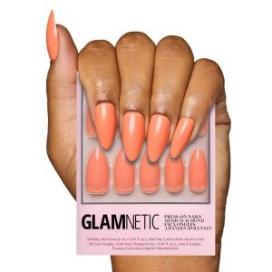 imageGlamnetic Press On Nails  Periwinkle  Short Almond Purple Glossy Lavender Fake Nails Reusable Spring Nails  15 Sizes  30 Nail Kit with GlueSoft Tangerine