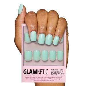 imageGlamnetic Press On Nails  Periwinkle  Short Almond Purple Glossy Lavender Fake Nails Reusable Spring Nails  15 Sizes  30 Nail Kit with GlueSoft Teal