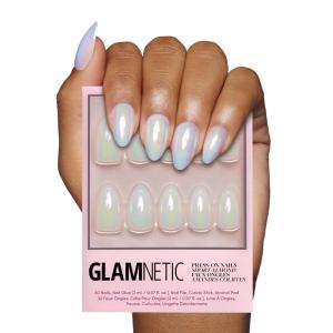 imageGlamnetic Press On Nails  Silver Belle  Short Round Natural Base Nails with 3D Silver Foil in a Glossy Finish  12 Sizes  30 Nail Kit with GlueEntranced