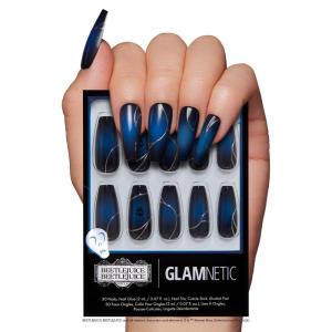 imageGlamnetic Press On Nails  Silver Belle  Short Round Natural Base Nails with 3D Silver Foil in a Glossy Finish  12 Sizes  30 Nail Kit with GlueGhost House
