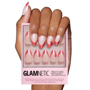 imageGlamnetic Press On Nails  Silver Belle  Short Round Natural Base Nails with 3D Silver Foil in a Glossy Finish  12 Sizes  30 Nail Kit with GlueMrs Claus