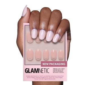 imageGlamnetic Press On Nails  Silver Belle  Short Round Natural Base Nails with 3D Silver Foil in a Glossy Finish  12 Sizes  30 Nail Kit with GlueSilver Belle