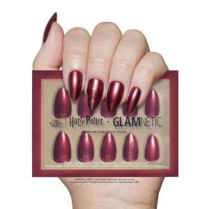 imageHarry Potter x Glamnetic Press On Nails  Gryffindor  Scarlet Red Lightning Graphic Short Almond False Nails Reusable Stick On Fake Nails with Glue  Salon Quality  15 Sizes  30 Nail KitGryffindor