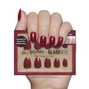 imageHarry Potter x Glamnetic Press On Nails  Gryffindor  Scarlet Red Lightning Graphic Short Almond False Nails Reusable Stick On Fake Nails with Glue  Salon Quality  15 Sizes  30 Nail Kit2Marauders Map