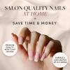 imageGlamnetic Press On Nails  Classy French  Medium Square Fake Nails Trendy Micro French Tip Reusable  15 Sizes  30 Nail KitClassy French