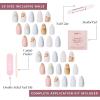 imageGlamnetic Press On Nails  Sanded  Short Almond Nude Fake Nails with Raised Gold Shell Accents Reusable Summer Nails  15 Sizes  30 Nail Kit with Glue2Sea Star