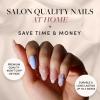 imageGlamnetic Press On Nails  Sanded  Short Almond Nude Fake Nails with Raised Gold Shell Accents Reusable Summer Nails  15 Sizes  30 Nail Kit with Glue3Salty Waves