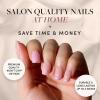 imageGlamnetic Press On Nails  Sanded  Short Almond Nude Fake Nails with Raised Gold Shell Accents Reusable Summer Nails  15 Sizes  30 Nail Kit with Glue6Blush Dunes