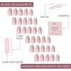 imageGlamnetic Press On Nails  Sanded  Short Almond Nude Fake Nails with Raised Gold Shell Accents Reusable Summer Nails  15 Sizes  30 Nail Kit with Glue7Into Blue