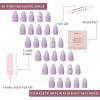 imageGlamnetic Press On Nails  Sanded  Short Almond Nude Fake Nails with Raised Gold Shell Accents Reusable Summer Nails  15 Sizes  30 Nail Kit with GlueLilac Reef