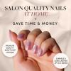 imageGlamnetic Press On Nails  Sanded  Short Almond Nude Fake Nails with Raised Gold Shell Accents Reusable Summer Nails  15 Sizes  30 Nail Kit with GlueOyster