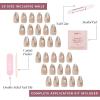 imageGlamnetic Press On Nails  Sanded  Short Almond Nude Fake Nails with Raised Gold Shell Accents Reusable Summer Nails  15 Sizes  30 Nail Kit with GlueSanded
