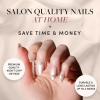 imageGlamnetic Press On Nails  Sanded  Short Almond Nude Fake Nails with Raised Gold Shell Accents Reusable Summer Nails  15 Sizes  30 Nail Kit with GlueSanded