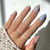 imageGlamnetic Press On Nails  Sanded  Short Almond Nude Fake Nails with Raised Gold Shell Accents Reusable Summer Nails  15 Sizes  30 Nail Kit with Glue3Salty Waves