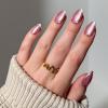 imageGlamnetic Press On Nails  Sanded  Short Almond Nude Fake Nails with Raised Gold Shell Accents Reusable Summer Nails  15 Sizes  30 Nail Kit with Glue4Mertini
