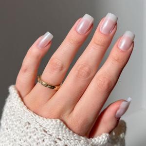 imageGlamnetic Press On Nails  Classy French  Medium Square Fake Nails Trendy Micro French Tip Reusable  15 Sizes  30 Nail KitBailey