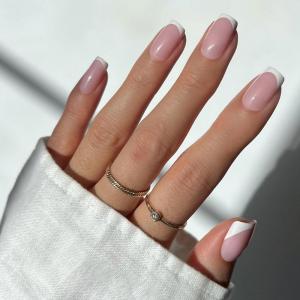 imageGlamnetic Press On Nails  Classy French  Medium Square Fake Nails Trendy Micro French Tip Reusable  15 Sizes  30 Nail KitClassy French