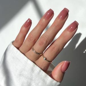 imageGlamnetic Press On Nails  Classy French  Medium Square Fake Nails Trendy Micro French Tip Reusable  15 Sizes  30 Nail KitDusty Pink