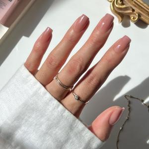 imageGlamnetic Press On Nails  Classy French  Medium Square Fake Nails Trendy Micro French Tip Reusable  15 Sizes  30 Nail KitIn The Nude