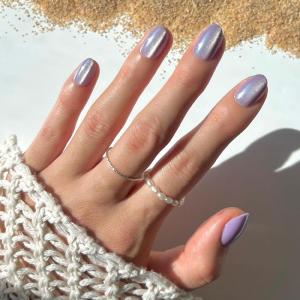imageGlamnetic Press On Nails  Sanded  Short Almond Nude Fake Nails with Raised Gold Shell Accents Reusable Summer Nails  15 Sizes  30 Nail Kit with Glue1Mermaids Tail