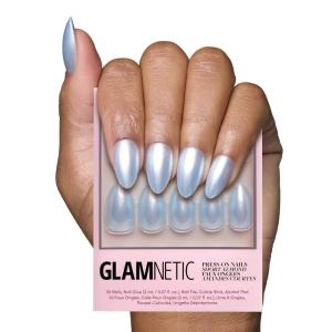imageGlamnetic Press On Nails  Something Blue  Short Almond Fake Nails Baby Blue with Glossy ampamp Glazed Finish for Weddings Reusable  15 Sizes  30 Nail Kit with Glue7Something Blue