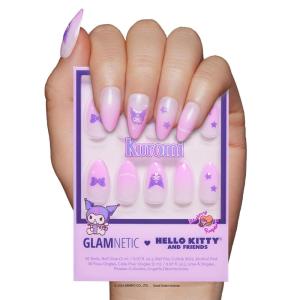 imageGlamnetic x Hello Kitty and Friends Press On Nails  Keroppi  Green French Tip Short Almond Graphic Nails in a Glossy  15 Sizes  30 Nail Kit with GlueKuromi 2024
