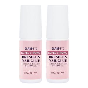 imageGlamnetic Super Strong Brush On Nail Glue  Brush Tip Applicator Mess Free Travel Friendly Vegan  Durable ampamp LongLasting  24 fl oz2 bottles