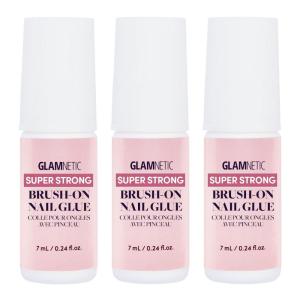 imageGlamnetic Super Strong Brush On Nail Glue  Brush Tip Applicator Mess Free Travel Friendly Vegan  Durable ampamp LongLasting  24 fl oz3 bottles