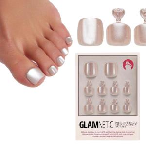 imageGlamnetic Press On Toenails  Cherry Glaze  Bright Red Fake Toe Nails with a Glazed Finish  16 Sizes  32 Toe Nail Kit with GluePure Intentions