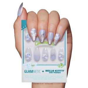 imageGlamnetic x Hello Kitty and Friends Press On Nails  Cinnamoroll Cloud  Pale Blue 3D Cloud Graphic Nails in a Velvet Finish  15 Sizes  30 Nail Kit with GlueCinnamoroll