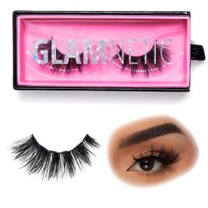 imageGlamnetic Magnetic Eyelashes  Bombshell  Long Magnetic Lashes 60 Wears Reusable High Volume Faux Mink Lashes Cat Eye Flared  1 Pair