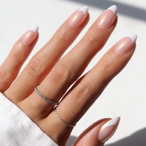 imageGlamnetic x GLAMZILLA Press On Nails  ALWAYS ampamp FOREVER  Short Almond French Tip Fake Nails with 3D Pearls Reusable Wedding Nails  15 Sizes  30 Nail Kit with Glue6GIVE EM GRACE
