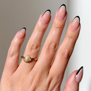 imageGlamnetic x GLAMZILLA Press On Nails  ALWAYS ampamp FOREVER  Short Almond French Tip Fake Nails with 3D Pearls Reusable Wedding Nails  15 Sizes  30 Nail Kit with Glue7NO IN BETWEEN