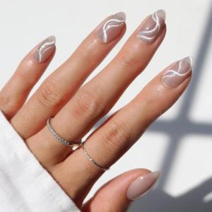 imageGlamnetic x GLAMZILLA Press On Nails  ALWAYS ampamp FOREVER  Short Almond French Tip Fake Nails with 3D Pearls Reusable Wedding Nails  15 Sizes  30 Nail Kit with Glue5WOOMAN