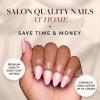 imageGlamnetic Press On Nails  Mrs  Short Almond Fake Nails with French Tips and Glossy Glazed Finish Salon Quality  15 Sizes  30 Nail Kit with Glue2Pink Macaron
