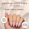 imageGlamnetic Press On Nails  Mrs  Short Almond Fake Nails with French Tips and Glossy Glazed Finish Salon Quality  15 Sizes  30 Nail Kit with GlueFrench Lilac